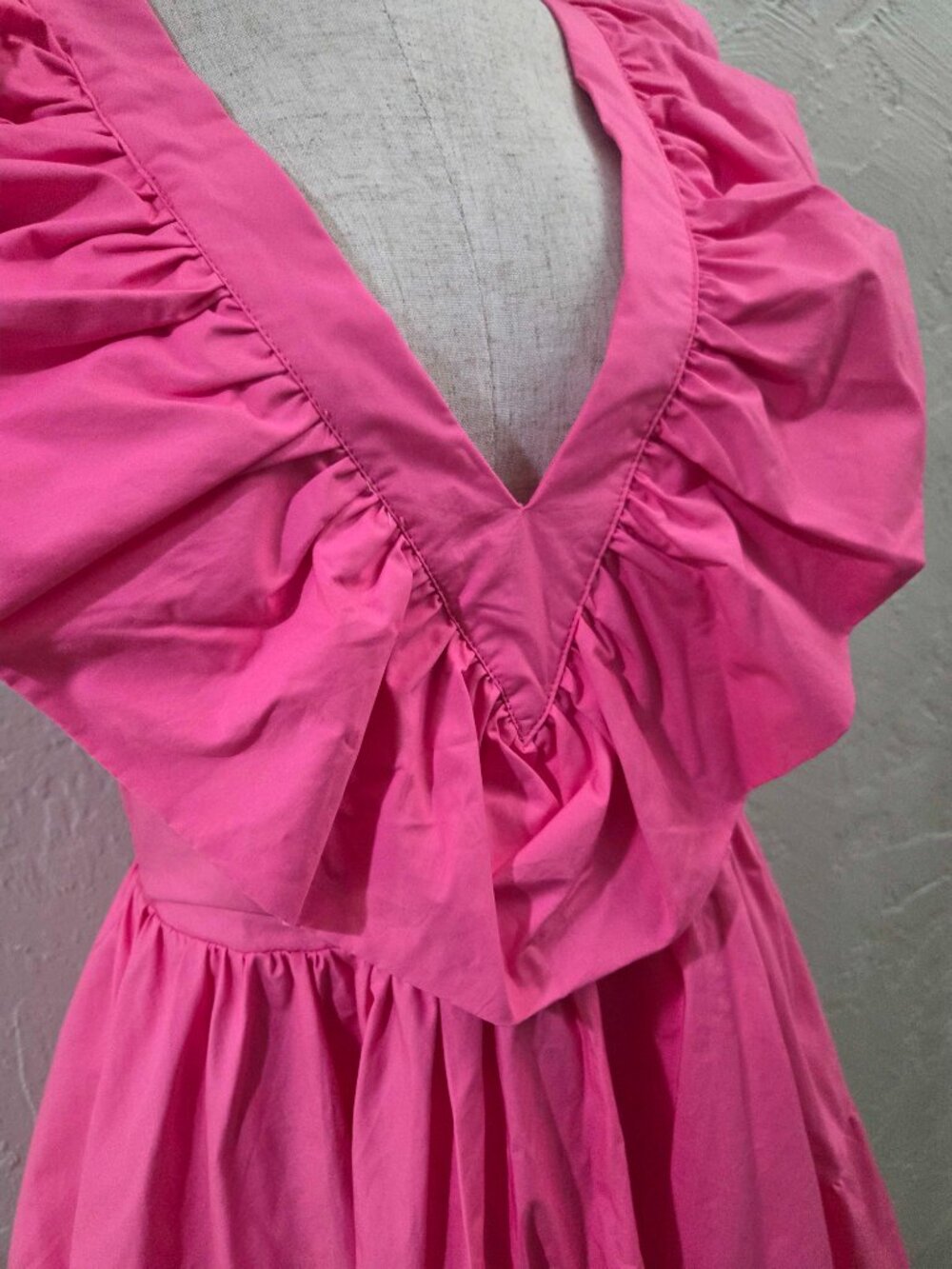Hot Pink Tiered Ruffle Dress With Open Back - Picture 3 of 3
